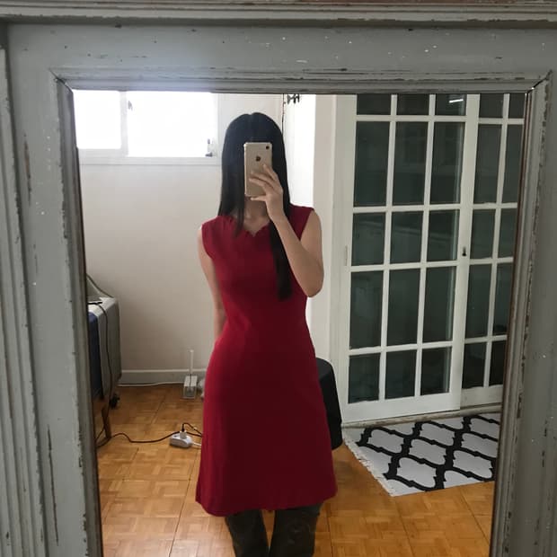 vintage pearl red one-piece