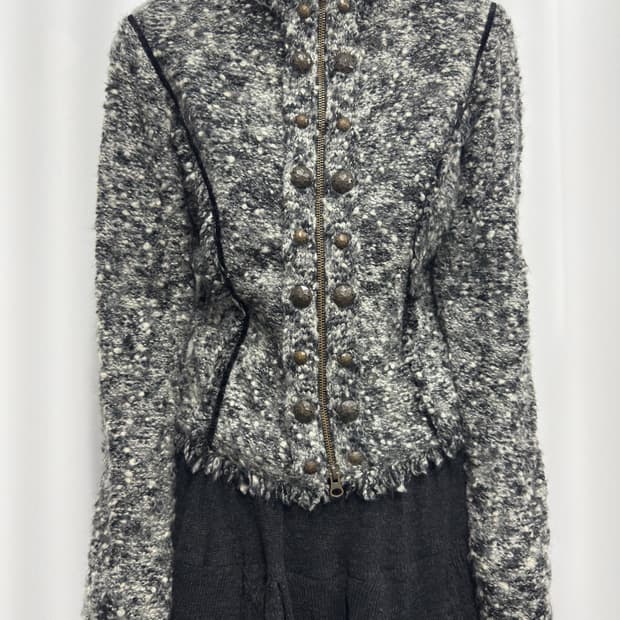 pinore stud knit twoway zipup