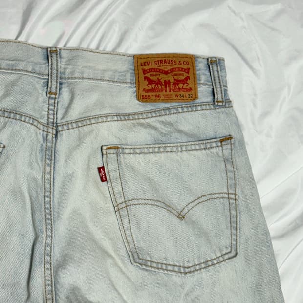 리바이스 555 96 릴렉스 스트레이트 스노우워싱진