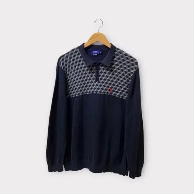 폴로 빈티지 클래식 패턴 카라 니트 XL