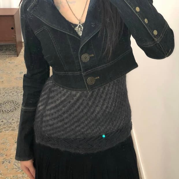 Yayoituu 빈티지 블랙데님 크롭자켓