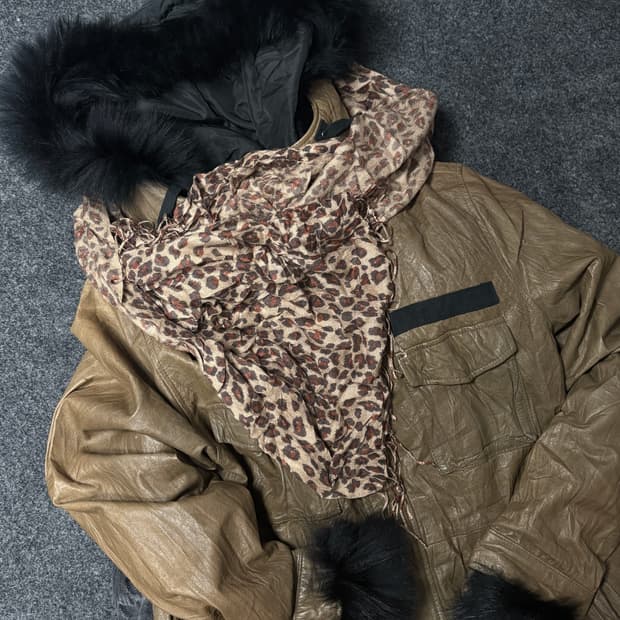 Vintage y2k punk Leopard muffler