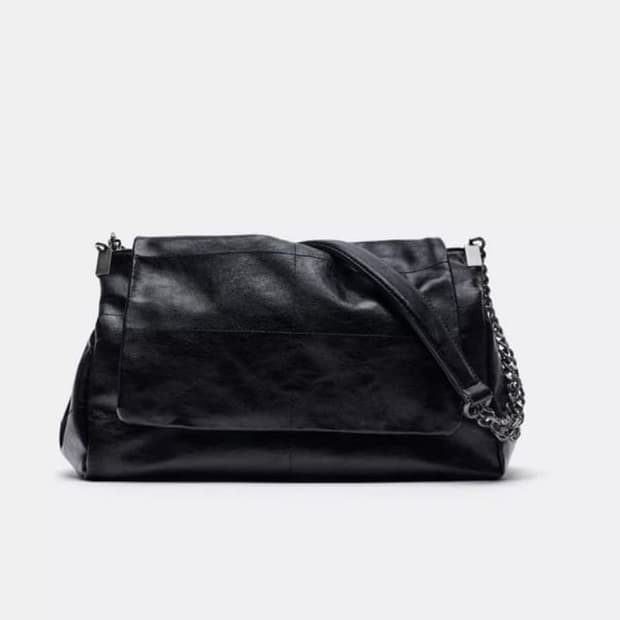 자라 락플립 숄더백 블랙