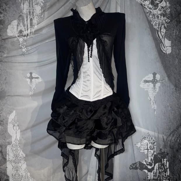 캐캐체세라깔 고스고딕 레이스 코르셋 코디세트 