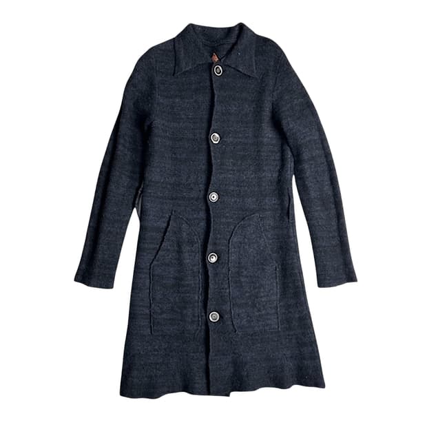 캐피탈 레이디스 가공 울 코트 블랙x네이비