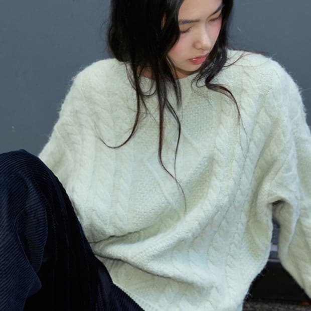 미치코런던 케이블 피셔맨 니트 민트 위드아웃썸머 틸아이다이