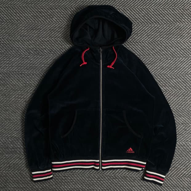 00s 아디다스 y2k 빈티지 벨벳 후드 트랙탑o 3439