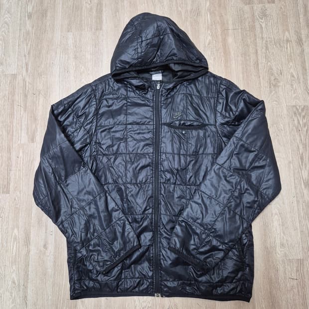 나이키 러닝 센터 포켓 블랙 후드 경량패딩 자켓