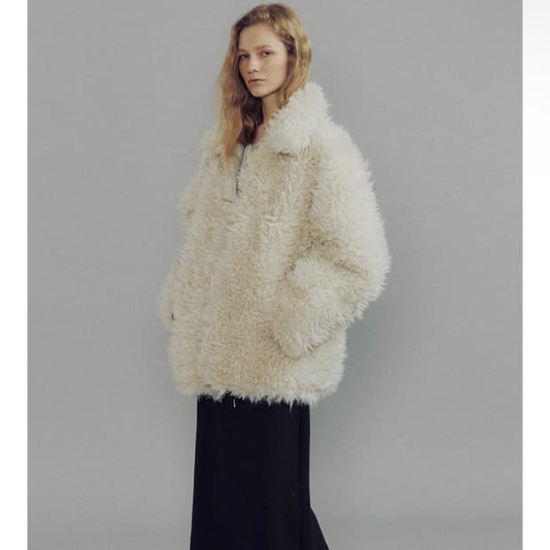 포레토 리버시블 무스탕 아이보리