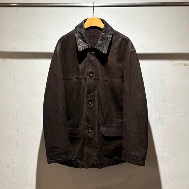 80-90's Real Leather Car Coat