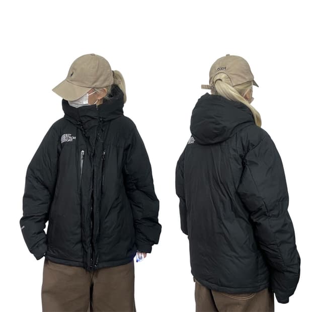 노스페이스 블랙 로고 윈드스토퍼 후드 패딩 L