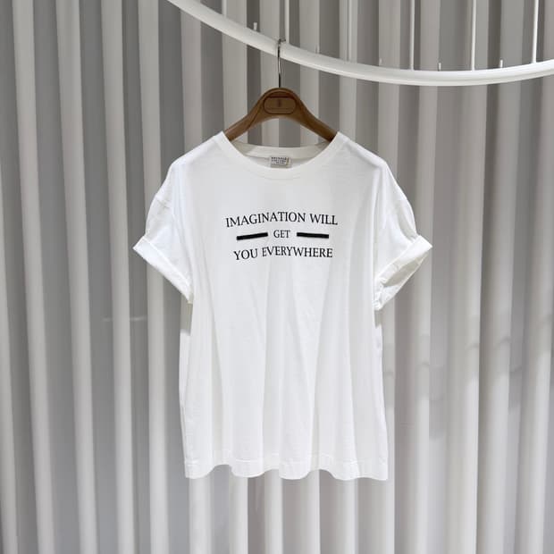 (A+/L) / 브루넬로쿠치넬리 프린트 코튼 화이트 반팔 티셔츠