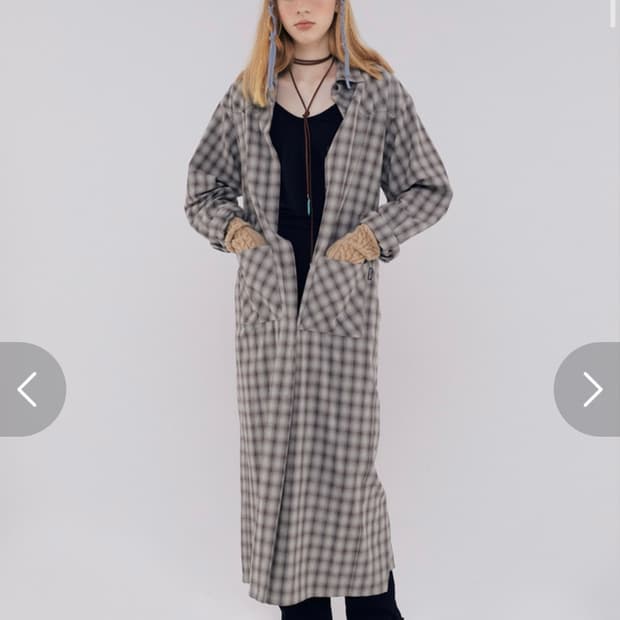 스컬프터 체크 웨스턴 셔츠 롱 원피스 새상품 S