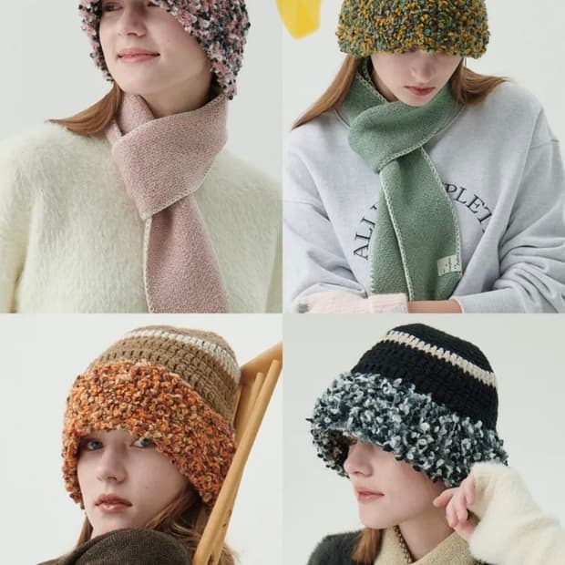 올인컴플리트 플러피 링 크로셰 햇 (아이보리)