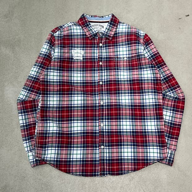 타미힐피거 자수 체크셔츠 s10681