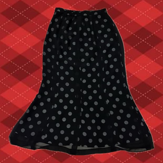 블랙 도트 스커트 