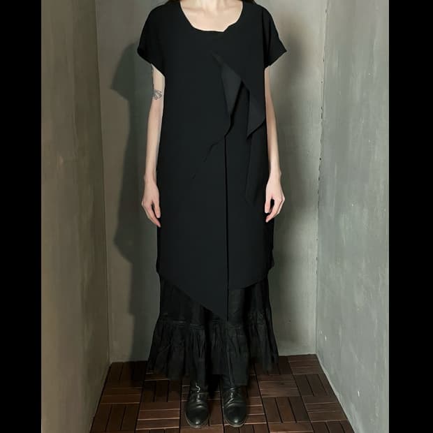 후세인 샬라얀 비대칭 드레이프 드레스