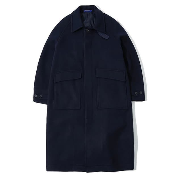 NEITHERS MELTON WOOL BALMACAAN COAT NAVY