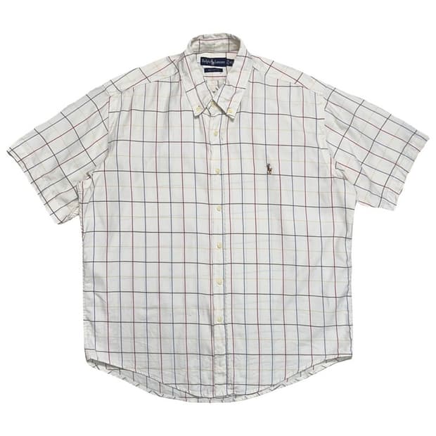 폴로랄플로렌 야머스 반팔 버튼 다운 체크 셔츠 XL