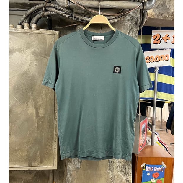 스톤 아일랜드 컴파스 패치 반팔티 그린 S #csz3813