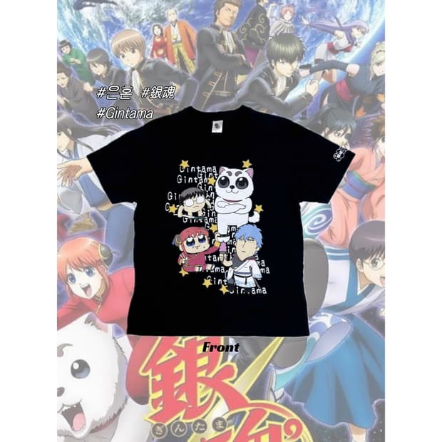 은혼 빈티지 오타쿠 반팔 티셔츠 피규어 긴토키 신파치 카구라