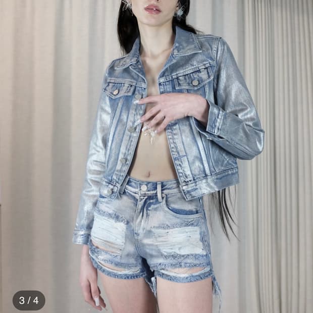 604service 실버 코팅 데님 자켓