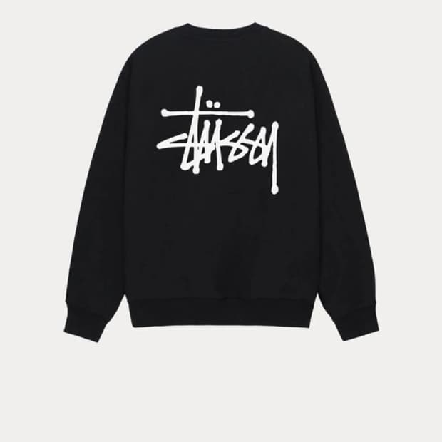 스투시 베이직 크루 블랙 맨투맨