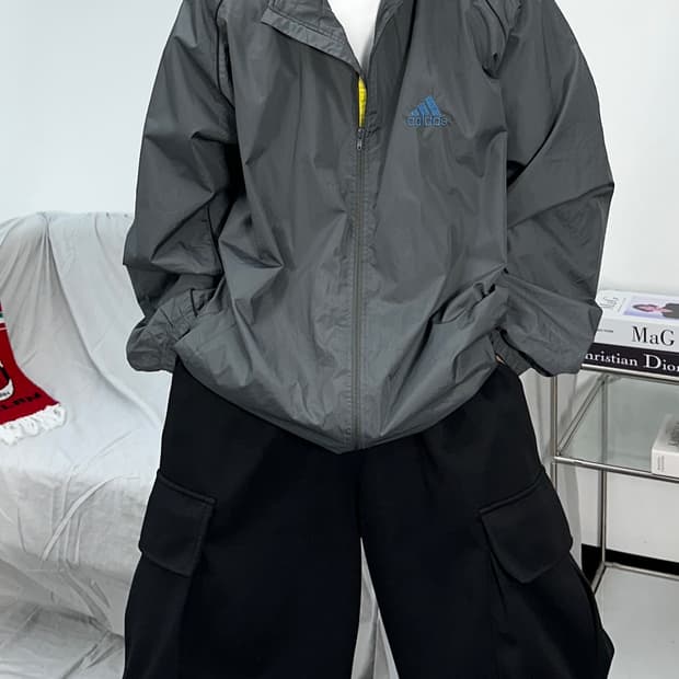 아디다스 90s 올드스쿨 그레이 바람막이