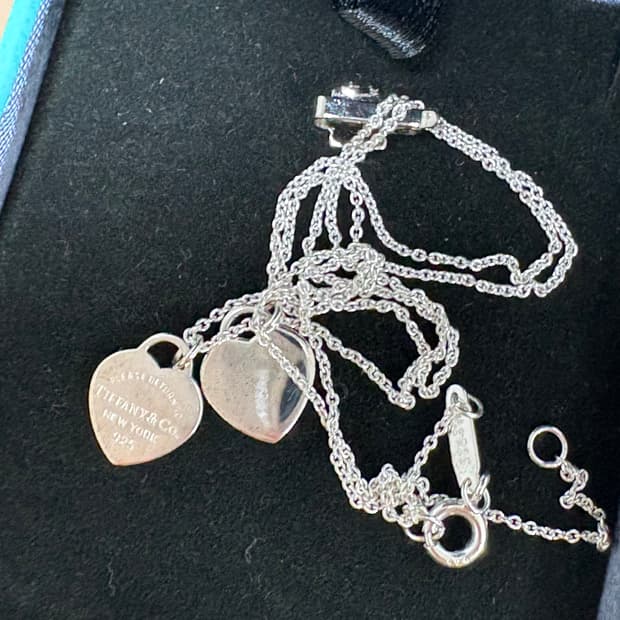 티파니앤코 더블 하트 태그 미니 목걸이