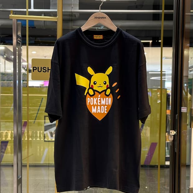 2XL] 휴먼 메이드 x 포켓몬 그래픽 티셔츠 블랙 오렌지 시부야한정