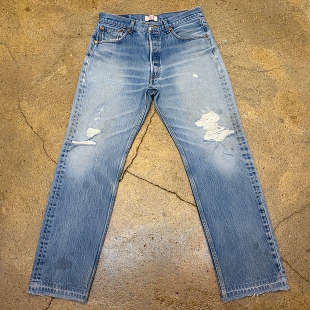 00s USA 빈티지 리바이스 501 찢청 청바지