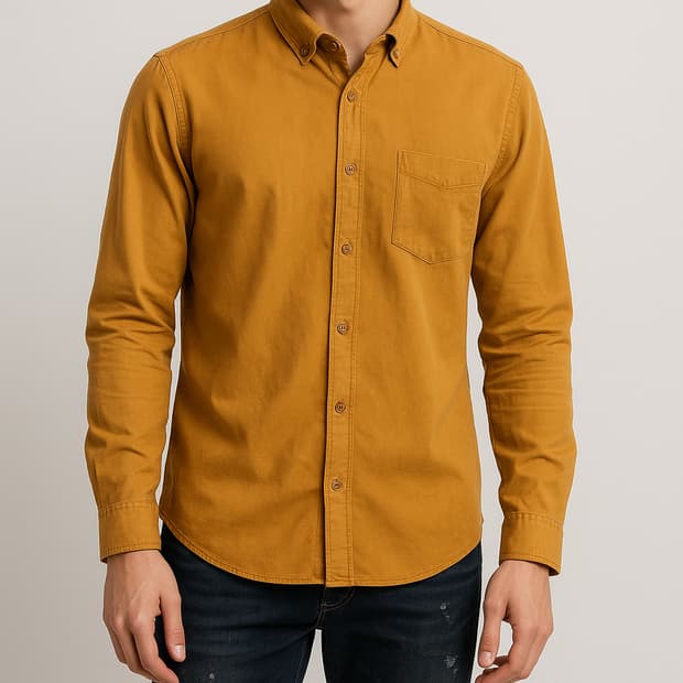 COS. 남자 카멜 톤 포켓 셔츠_S