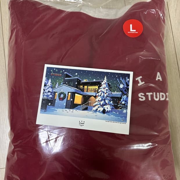 아이앱 스튜디오 24 크리스마스 후드 버건디 오트밀 L