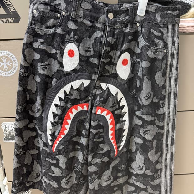 (S) 베이프 아디다스 샤크데님 팬츠