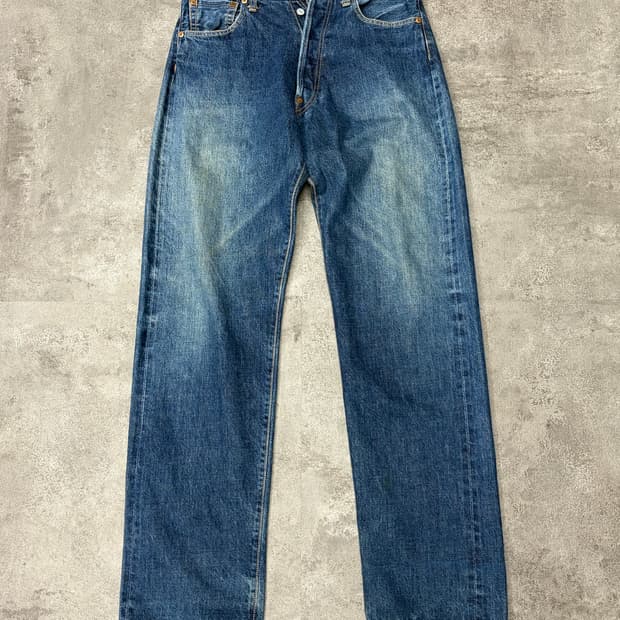 90s evisu 초기형 evis 황소패치 셀비지 데님 팬츠