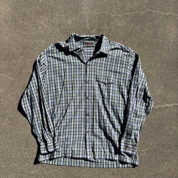 90s 비치 스케이트보드 플란넬 체크 셔츠