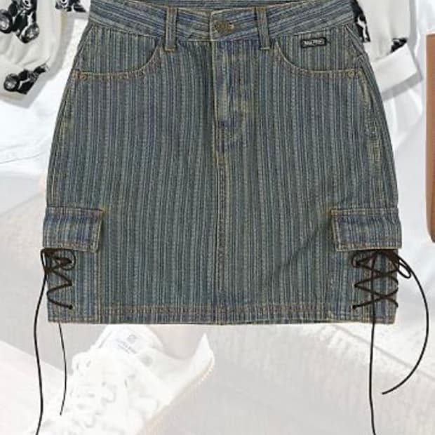 스컬프터 2021 ss striped washing cargo skirt