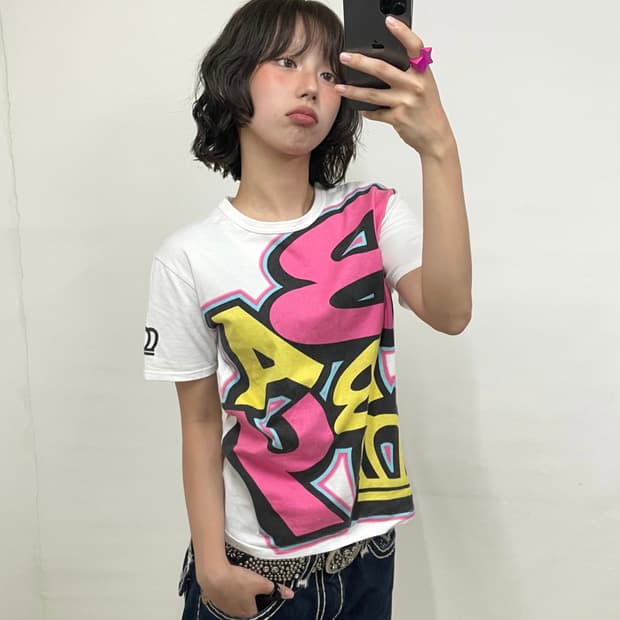 Baby doll bold lettering white T-shirt 