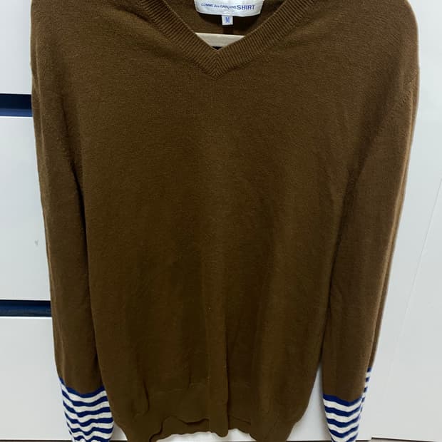 COMME des GARCONS SHIRT 브이넥 브라운 니트 (M)