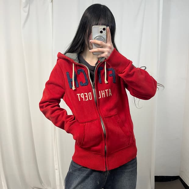 Abercrombie Red Hood Zip-up