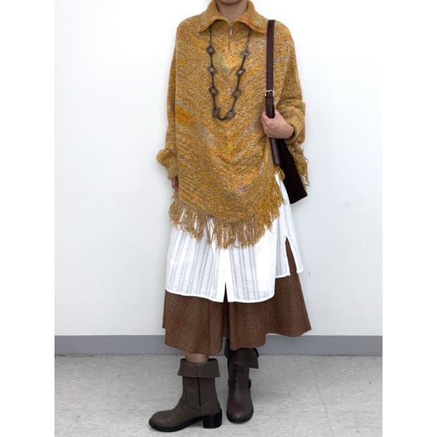 빈티지 브라운 플레어 스커트