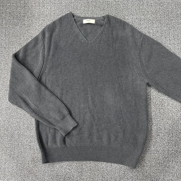 파브레가 헤비 코튼 브이넥 니트 데릭 미디엄 그레이