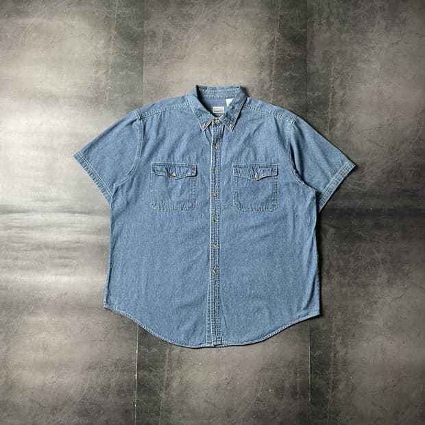 BASIC EDITIONS 빈티지 플랩포켓 코튼 데님 셔츠 A00777