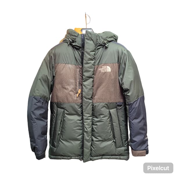노스페이스 HYVENT 패딩 그린/브라운 배색