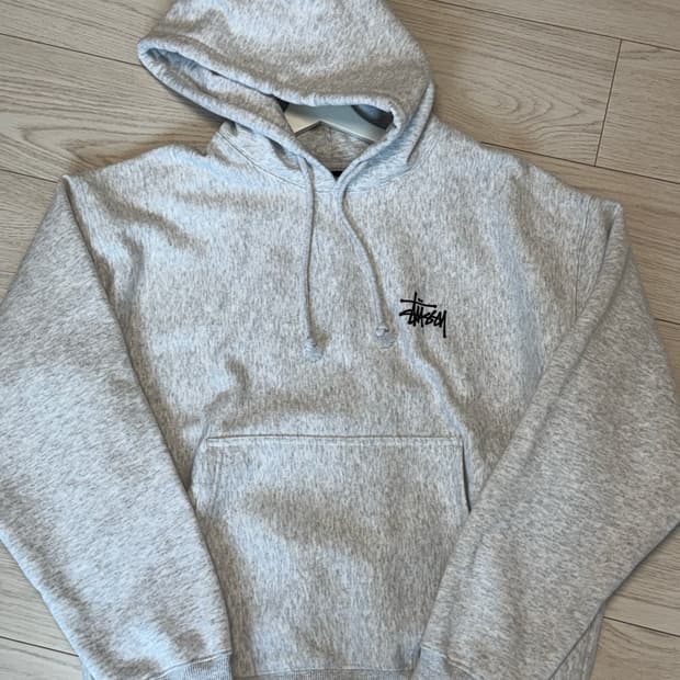 스투시 베이직 스투시 후드 애쉬 헤더 M