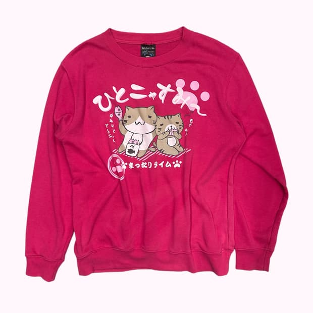 NECOBUCHI-SAN printing pink sweat shirt