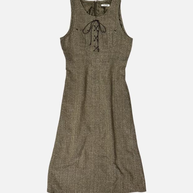 python lace-up pocket dress