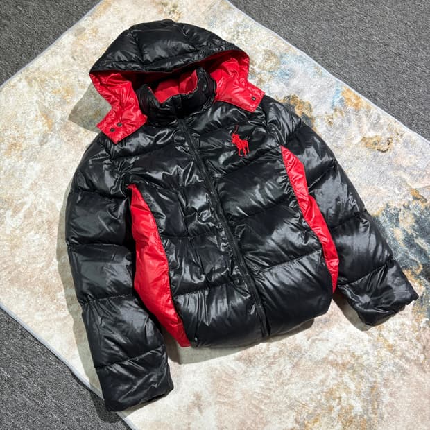 폴로 래드 빅포니 유광후드 패딩 자켓