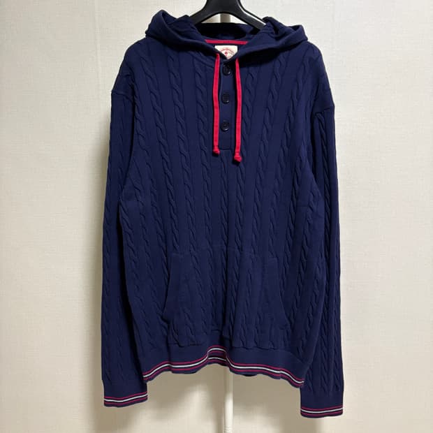 브룩스브라더스 레드플리스 케이블 후드 니트 / 네이비, L