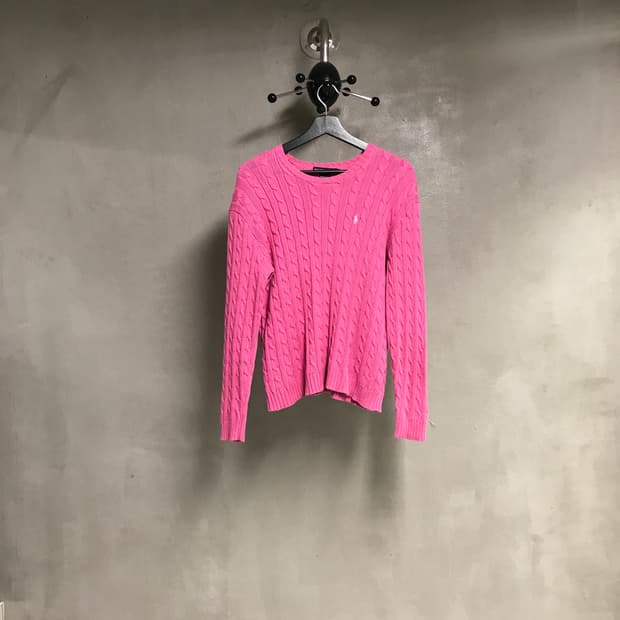 폴로 랄프로렌 케이블 니트 핑크 L